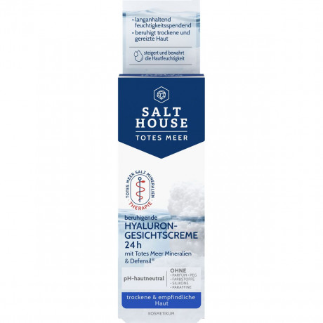SALTHOUSE Totes Meer Beruhigende Hyaluron-Gesichtscreme 24h, 50 ml, SALTHOUSE успокаивающий крем для лица Totes Meer Hyaluron-Gesichtscreme 24h с гиалуроновой кислотой, Defensil, пантенолом и витамином E, 50 мл