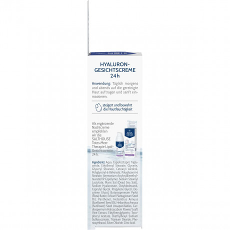 SALTHOUSE Totes Meer Beruhigende Hyaluron-Gesichtscreme 24h, 50 ml, SALTHOUSE успокаивающий крем для лица Totes Meer Hyaluron-Gesichtscreme 24h с гиалуроновой кислотой, Defensil, пантенолом и витамином E, 50 мл
