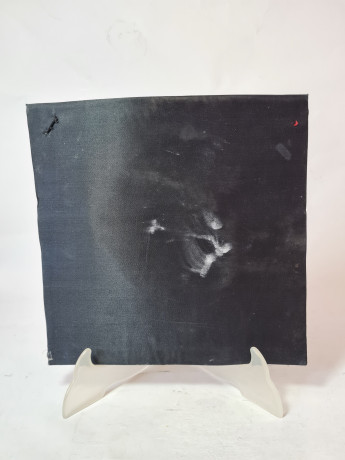 Панно винтажное "Маска" в красочной раме, текстиль / объемное декорирование, 22.5 х 22.5 см, Германия, 1960-70гг.