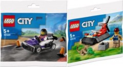 LEGO 2er Set: 30589 Go-Kart-Fahrer - Polybag + Polybag 30570 Luftkissenboot fur Tierrettung Набор из 2 предметов: 30589 Водитель картинга — полиэтиленовый пакет + полиэтиленовый пакет 30570 Судно на воздушной подушке для спасения животных