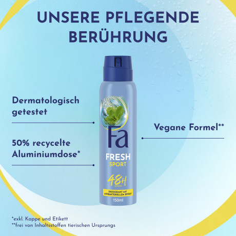 Fa Fresh Sport Deospray 150 ml, Дезодорант-спрей FA Fresh Sport с ароматом лимона, 150 мл