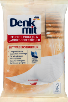 Denkmit Feuchte Bodentücher Parkett & Laminat, 15 St Влажные салфетки для паркета и ламината, 15 шт
