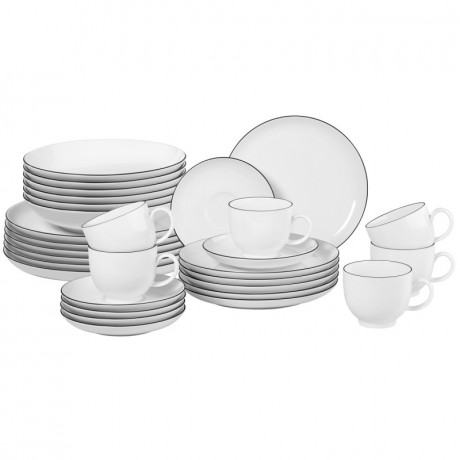 Seltmann Weiden Seltmann Weiden Lido Black Line Kombi-Set rund 30-tlg. Комбинированный набор Seltmann Weiden Lido Black Line из 30 предметов.