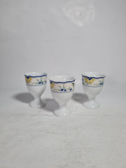 Подставка для яиц винтажная Hutschenreuther с ботаническим принтом, фарфор, 3 шт., 7 см, Германия, 1980-90гг.