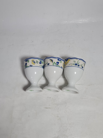 Подставка для яиц винтажная Hutschenreuther с ботаническим принтом, фарфор, 3 шт., 7 см, Германия, 1980-90гг.