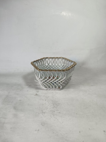 Фруктовница винтажная JRJ CLUJ малая, с ярким изображением фруктов, вырубной фарфор, 14 см, Румыния, 1970-80гг.