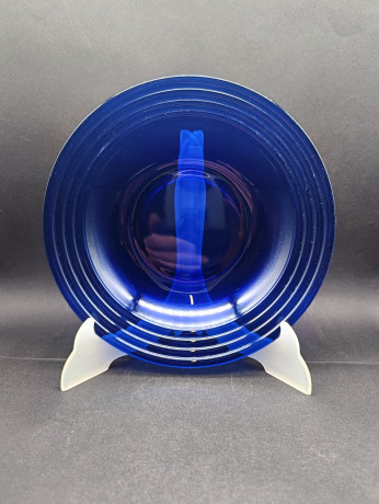 Тарелка декоративная винтажная Murano, синее стекло, 22 см, Италия, 1970-80гг.