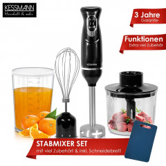 KESSMANN Schafer KESSMANN Schafer Stabmixer Set mit Purierbecher Zerkleinerer  Schneebeesen 5Tlg Edelstahl Mixer, 600,00 W, Elektrischer Smoothie Maker Handmixer Ruhrstab Milchshake Blender  Набор ручных блендеров KESSMANN Schafer с чашкой Purier, венчик-