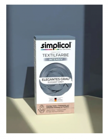 Simplicol Textilfarbe intensiv Elegant Grey, Краска для ткани серая интенсивная, жидкая, для стиральной машины 40 , 150 мл + фиксатор 400 г