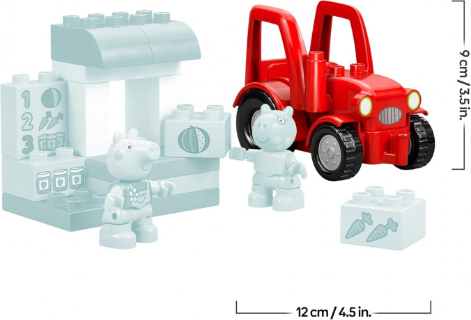 LEGO DUPLO 10468 Свинка Пеппа Конструктор Трактор и Рынок, 18 деталей, 2 фигурки, от 2 лет