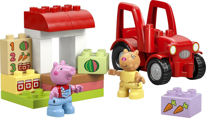 LEGO DUPLO 10468 Свинка Пеппа Конструктор Трактор и Рынок, 18 деталей, 2 фигурки, от 2 лет