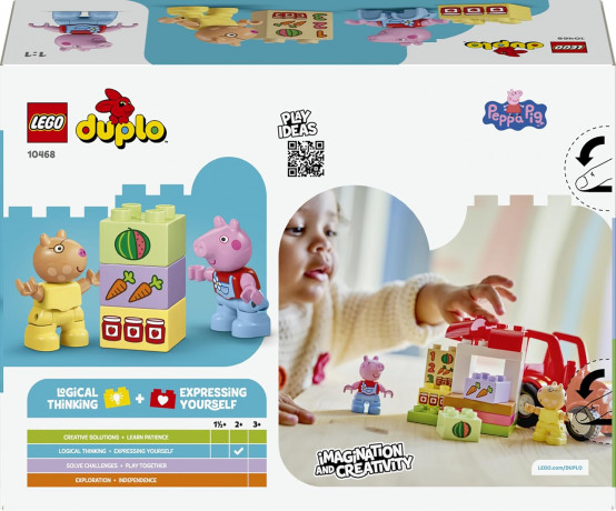 LEGO DUPLO 10468 Свинка Пеппа Конструктор Трактор и Рынок, 18 деталей, 2 фигурки, от 2 лет