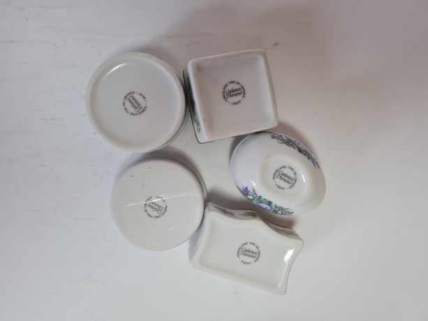PORCELAINE FINE DE Limoges Коллекционные фарфоровые шкатулки, 5,5 см, 5 штук, Франция, 1960-70гг.