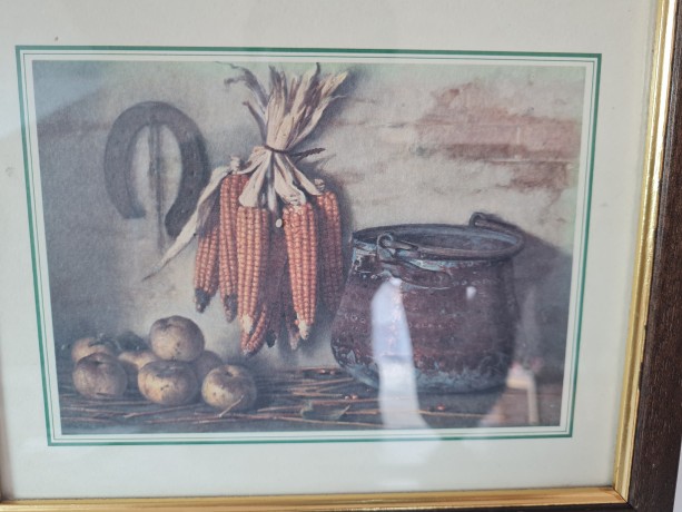 Картина винтажная, репродукция, Centro Arte "Початки кукурузы", 20 х 24 см, Италия, 1960-70гг.