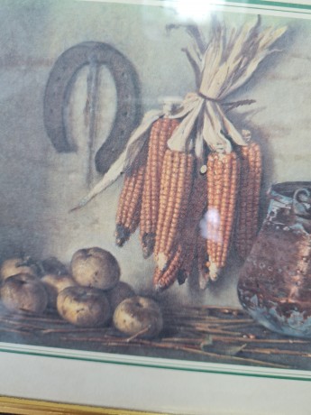 Картина винтажная, репродукция, Centro Arte "Початки кукурузы", 20 х 24 см, Италия, 1960-70гг.