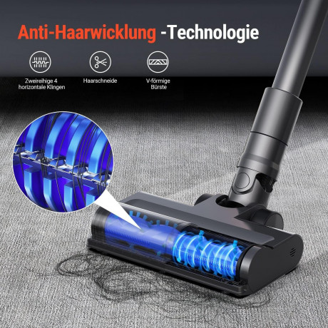 OSOTEK OSOTEK Akku-Hand-und Stielstaubsauger, 450,00 W, Beutellos, 33000PA Bodenburste mit Haarschneidefunktion Saugkraft 60 Min.Laufzeit Беспроводной ручной и стержневой пылесос OSOTEK, 450,00 Вт, без мешка, щетка для пола 33000PA с функцией стрижки вол