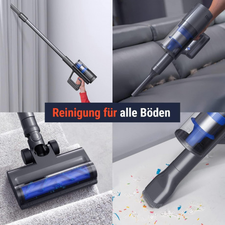 OSOTEK OSOTEK Akku-Hand-und Stielstaubsauger, 450,00 W, Beutellos, 33000PA Bodenburste mit Haarschneidefunktion Saugkraft 60 Min.Laufzeit Беспроводной ручной и стержневой пылесос OSOTEK, 450,00 Вт, без мешка, щетка для пола 33000PA с функцией стрижки вол