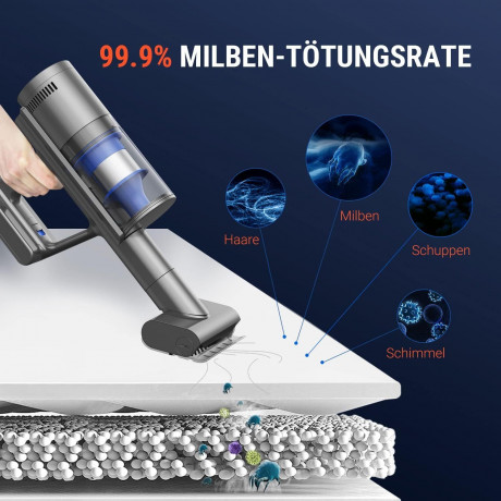 OSOTEK OSOTEK Akku-Hand-und Stielstaubsauger, 450,00 W, Beutellos, 33000PA Bodenburste mit Haarschneidefunktion Saugkraft 60 Min.Laufzeit Беспроводной ручной и стержневой пылесос OSOTEK, 450,00 Вт, без мешка, щетка для пола 33000PA с функцией стрижки вол