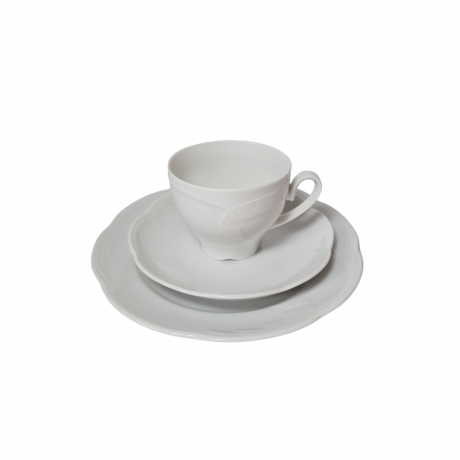 Кофейное трио винтажное Schumann, белый фарфор с фактурным узором, Германия, 1960-70гг.