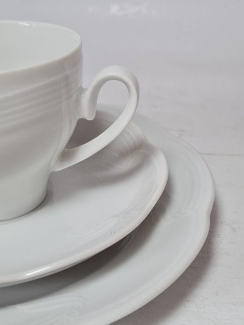 Кофейное трио винтажное Schumann, белый фарфор с фактурным узором, Германия, 1960-70гг.