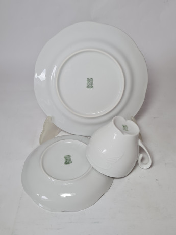 Кофейное трио винтажное Schumann, белый фарфор с фактурным узором, Германия, 1960-70гг.