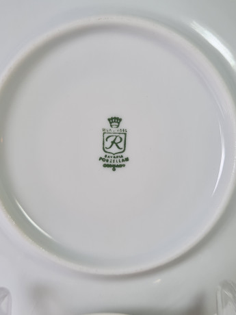 Набор кофейных пар винтажный Wunsiedel Bavaria с сине-золотым декором, фарфор, 2 шт., Германия, 1960-70гг.