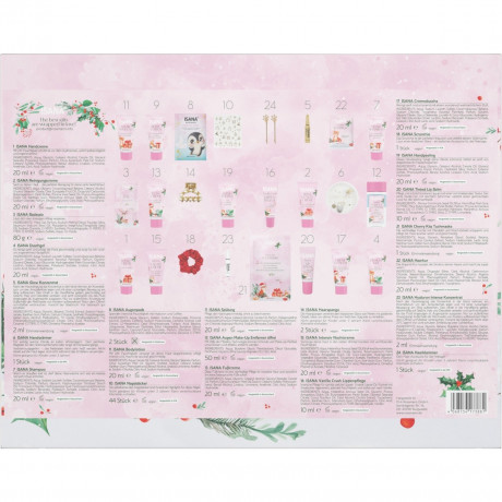 ISANA Adventskalender 2026, 24 Pflege- und Beauty-Ueberraschungen, ISANA Адвент-календарь 2026 с уходом за лицом, телом и волосами, косметикой и аксессуарами, 24 сюрприза