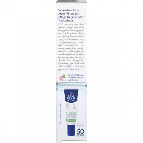SALTHOUSE Anti-Roetungen Gesichtscreme LSF 50, 30 ml, SALTHOUSE тонированный крем Anti-Roetungen Gesichtscreme SPF 50 с зелёными пигментами, пантенолом и маслом ши против покраснений, 30 мл