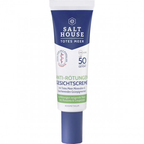 SALTHOUSE Anti-Roetungen Gesichtscreme LSF 50, 30 ml, SALTHOUSE тонированный крем Anti-Roetungen Gesichtscreme SPF 50 с зелёными пигментами, пантенолом и маслом ши против покраснений, 30 мл