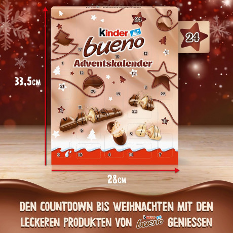 Ferrero Kinder Bueno Adventskalender 2026 181 g, Ferrero Kinder Bueno 33см х 28см Адвент-календарь 2026, 181 г, 24 сладости