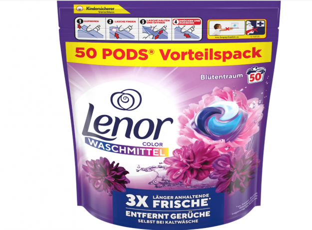 LENOR Colorwaschmittel Pods Blutentraum, 50 Wl ЛЕНОР Капсулы для стирки с ароматом Цветочный сад, 50 капсул