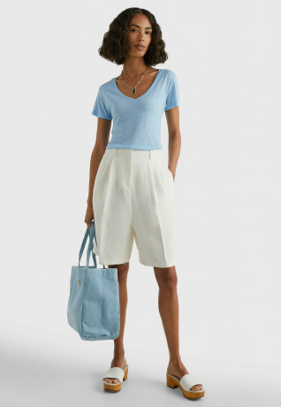 Tommy Hilfiger SLUB V-NECK Basic T-shirt vessel blue SLUB V-NECK Базовая футболка сосуд синий