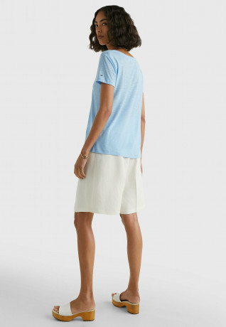 Tommy Hilfiger SLUB V-NECK Basic T-shirt vessel blue SLUB V-NECK Базовая футболка сосуд синий