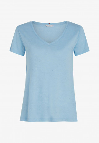 Tommy Hilfiger SLUB V-NECK Basic T-shirt vessel blue SLUB V-NECK Базовая футболка сосуд синий