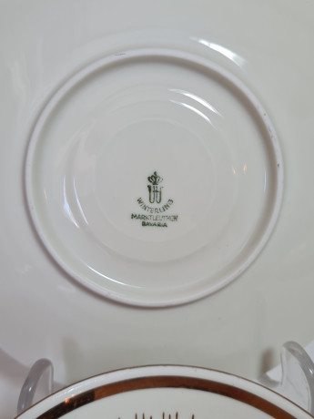 Чайная пара винтажная Winterling Marktleuthen Bavaria с желтым цветком и золотым узором, фарфор, Германия, 1960-1970гг.