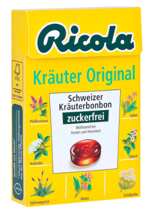 Ricola Оригинальные Леденцы с натуральными экстрактами 13 трав без сахара, 50 г