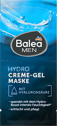 Balea MEN Gesichtsmaske Creme-Gel Hydro (2x8 ml), 16 ml, Увлажняющая крем-гелевая маска Hydro, 2 порции по 8 мл, 16 мл