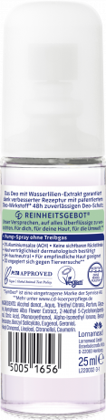 CD Wasserlilie Deo-Zerstaeuber Reisegroesse 25 ml, Дорожный дезодорант с помповым распылителем и водяной лилией, защита от запаха до 48 часов, 25 мл