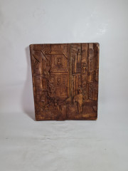 Панно винтажное &quot;Почтальон в переулке&quot;, объемное декорирование, 31 х 26 см, Германия, 1960-70гг.