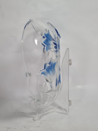 Тарелка сервировочная винтажная Walther Glas в форме сердца и декором из колокольчиков, хрусталь, 24 х 23 см, Германия, 1970-80гг.