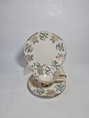 Чайное трио винтажное Johann Seltmann Vohenstraub Bavaria с геометричным декором, фарфор, Германия, 1960-70гг.