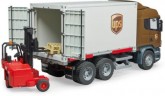 Bruder Scania R-Serie UPS Logistik-LKW m. Stap Логистический грузовик Scania R-series UPS со штабелем