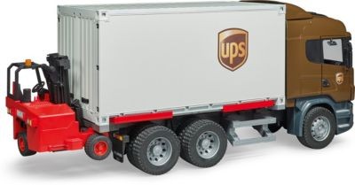 Bruder Scania R-Serie UPS Logistik-LKW m. Stap Логистический грузовик Scania R-series UPS со штабелем