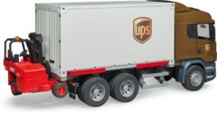 Bruder Scania R-Serie UPS Logistik-LKW m. Stap Логистический грузовик Scania R-series UPS со штабелем