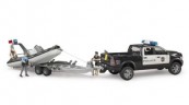 Bruder 02507 RAM 2500 Polizei Pickup mit Licht und Sound Anhanger Boot und 2 Figuren 02507 Полицейский пикап RAM 2500 со световым и звуковым прицепом