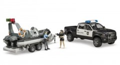 Bruder 02507 RAM 2500 Polizei Pickup mit Licht und Sound Anhanger Boot und 2 Figuren 02507 Полицейский пикап RAM 2500 со световым и звуковым прицепом