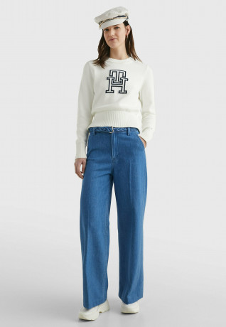 Tommy Hilfiger INTARSIA CREW NECK  Jumper ecru ИНТАРСИЯ КРУГЛЫЙ ВЫРЕЗ Джемперы экрю
