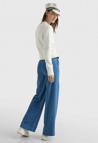 Tommy Hilfiger INTARSIA CREW NECK  Jumper ecru ИНТАРСИЯ КРУГЛЫЙ ВЫРЕЗ Джемперы экрю