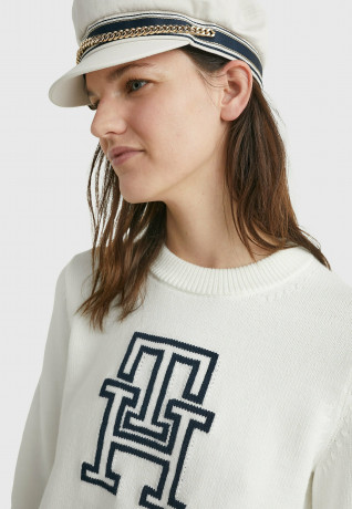 Tommy Hilfiger INTARSIA CREW NECK  Jumper ecru ИНТАРСИЯ КРУГЛЫЙ ВЫРЕЗ Джемперы экрю