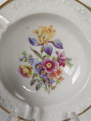 Пепельница винтажная Freiberger Porzellan / Коллекция Diamant, с цветочным декором, фарфор, 12.5 см, Германия, 1970-80гг.